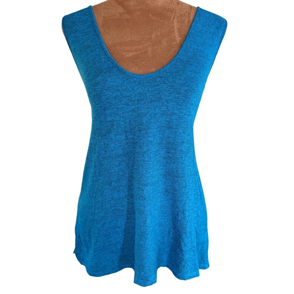 Revolve Lanston Scoop Neck Tank Top Womens L Heathered Blue Black Teal NWT Soft